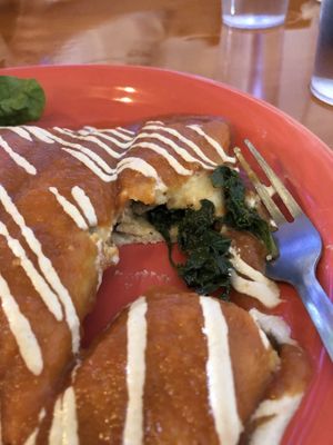 Spinach and kale enchiladas  at Viva Vegeria in San Antonio