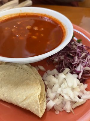 Pozole soup  at Viva Vegeria in San Antonio