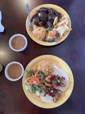 Mole poblano and crispy cauli tacos  at Viva Vegeria in San Antonio