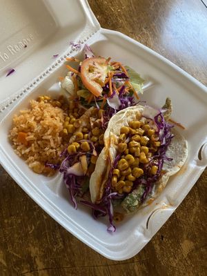 fried avocado tacosssss. more like a tempura-style of frying  at Viva Vegeria in San Antonio