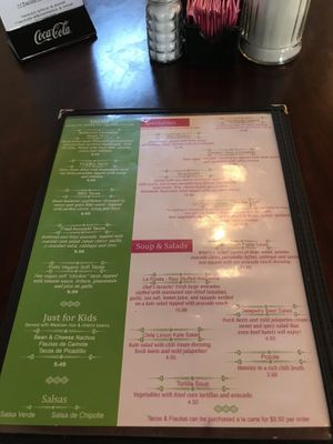 Menu at Viva Vegeria in San Antonio