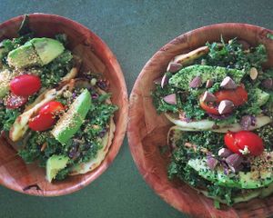 Surf Tacos on bottom and Kale Avocado Tacos on top at Leahi Health - Oahu in Kailua