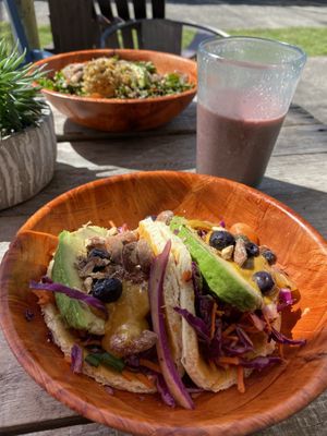 Rainbow tacos and Brazilian smoothie  at Leahi Health - Oahu in Kailua