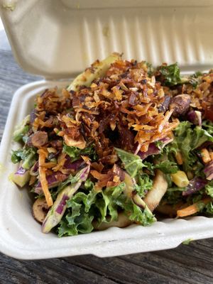 Kale mustard bacon taco loaded high!!!  at Leahi Health - Kaimuki in Honolulu