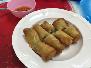 Veggie fried spring rolls, 50 baht at Vegie House in Bangkok