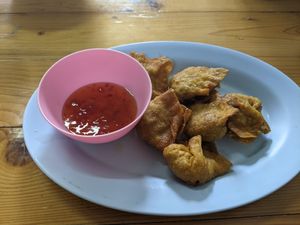 Veggie fried wonton (70 baht) at Vegie House in Bangkok
