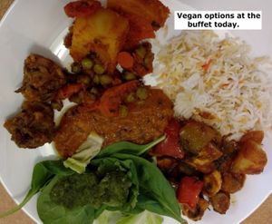 There were several tasty vegan options at the buffet today.  at Taj Grill in Vallejo