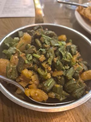 Bhindi potato at Mirch Masala in Leicester