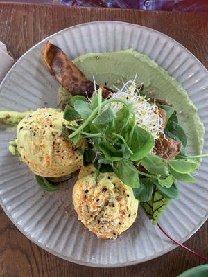 Non-eggs Benedict with facon.  at Blendlove in Southport