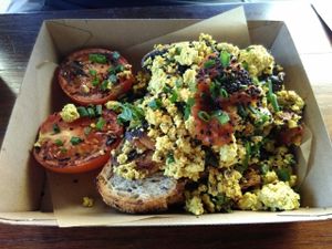 Scrambled tofu at Blendlove in Southport