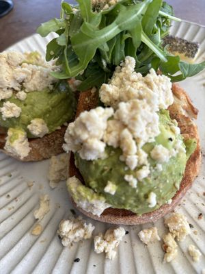 Smashed avocado and almond feta  at Blendlove in Southport