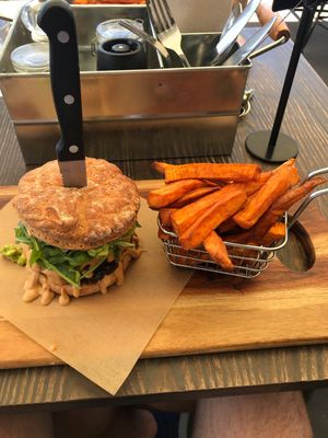 BBQ Ranch burger + Fries at Blendlove in Southport