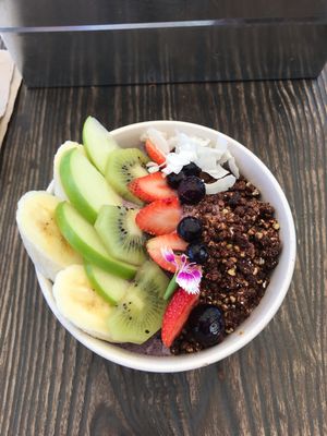 Purple protein smoothie bowl at Blendlove in Southport