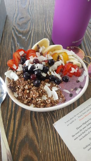 Blueberry protein smoothie bowl at Blendlove in Southport