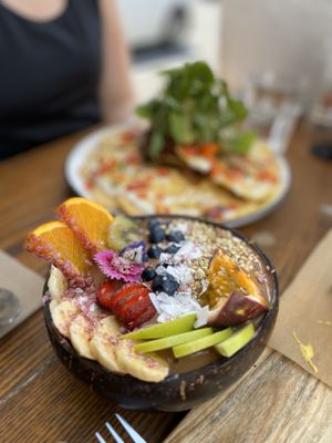 Coffee banana smoothie bowl at Blendlove in Southport