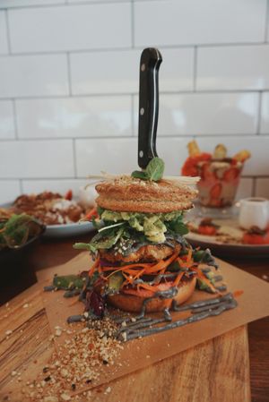 The panko mushroom burger - yes, all the buns are gluten free! 😍 at Blendlove in Southport