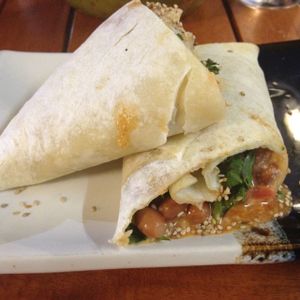 Mexican wrap, should be renamed Thai Bean Wrap but still yummy  at Yogi Cafe in Koh Samui