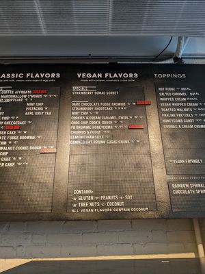vegan menu at Van Leeuwen Ice Cream - East Village in New York City