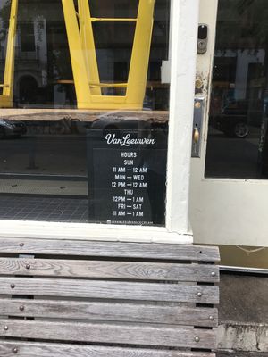 Hours as of August 2019 at Van Leeuwen Ice Cream - East Village in New York City