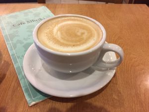 Soya latte at Cafe Mbriki in Leicester