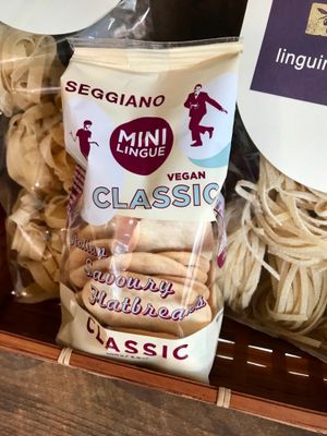 Vegan labelled mini flat breads at Deli Flavour in Leicester