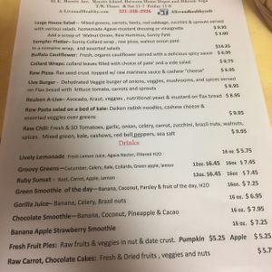 menu at A-Live & Healthy Cafe in Merritt Island