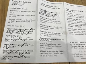Menu, vegan is labelled as ‘Vg’ whilst vegetarian is labelled ‘V’ at Deli Flavour - Silver Arcade in Leicester