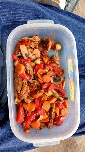 Preparación casera con el seitán comprado en el local 👍🔥 at Emporio Vegetal in Santiago