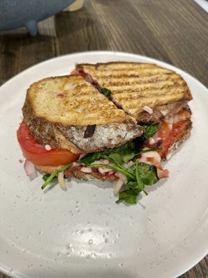 Vegan toastie. Yum!  at Helen's Heavenly Bulk Foods in Burleigh Heads