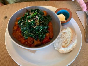 Aubergine & chorizo stew   at The Wallflower Cafe in Herne Bay