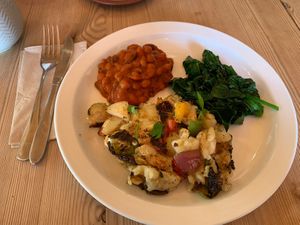 Bubble & squeak , greens & beans   at The Wallflower Cafe in Herne Bay