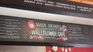 Signage at The Wallflower Cafe in Herne Bay