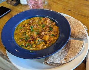 Peanut curry with chapati at The Wallflower Cafe in Herne Bay