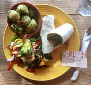 Sweet chilli, falafel and hummus wrap  at The Wallflower Cafe in Herne Bay