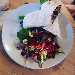 Falafel wrap at The Wallflower Cafe in Herne Bay