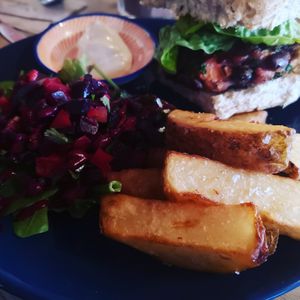 Bean burger at The Wallflower Cafe in Herne Bay