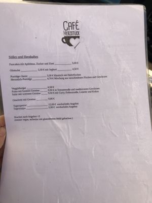 Menu  at Cafe Herzstück in Goerlitz