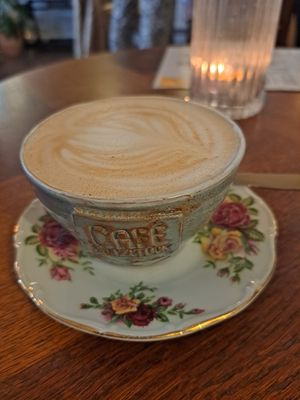 Cappuccino with oat milk at Cafe Herzstück in Goerlitz