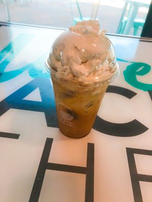 Pumpkin spice cold brew with coconut whipped cream  at The Bowl - Pine Ridge Rd in Naples