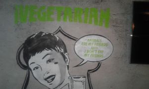 Inside decor at i Vegetarian in Kowloon