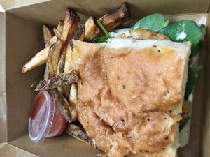 Red Potato & Garbanzo Bean Burger (with vegan bread) at The Coronado PHX in Phoenix