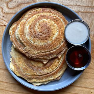 Cinnamon Swirl Shortstack. 

Brunch this weekend - Limited seating - Reservations are helpful.  at The Coronado PHX in Phoenix
