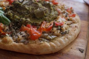 Lebanese Za'atar Pizza (with vegan everything) at From the Art Ethical Handicrafts and Cafe in Ashwood