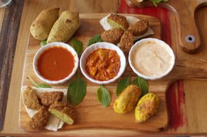 Global puff platter at From the Art Ethical Handicrafts and Cafe in Ashwood