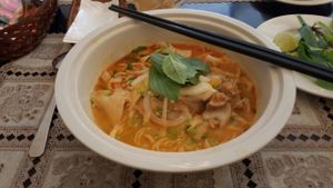 pho nam sa te (spicy pho with mushrooms) at Lau Nam Chay An Nhien - Ward Da Kao in Ho Chi Minh City