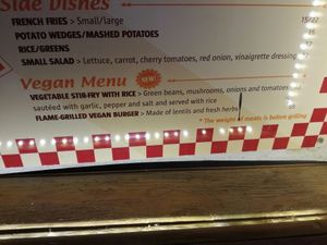 vegan part of the menu at Barbis in Eilat