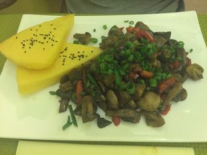 Polenta et champignons at Biofresh in Mulhouse