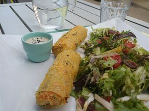 Rolls and salad at Biofresh in Mulhouse