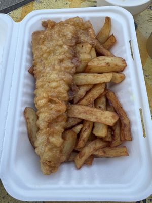 Vegan fish and chips  at A Little Piece of Sky in Newcastle Upon Tyne