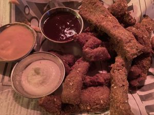 Vegan nuggets   at Shuffle Pub in Tel Aviv